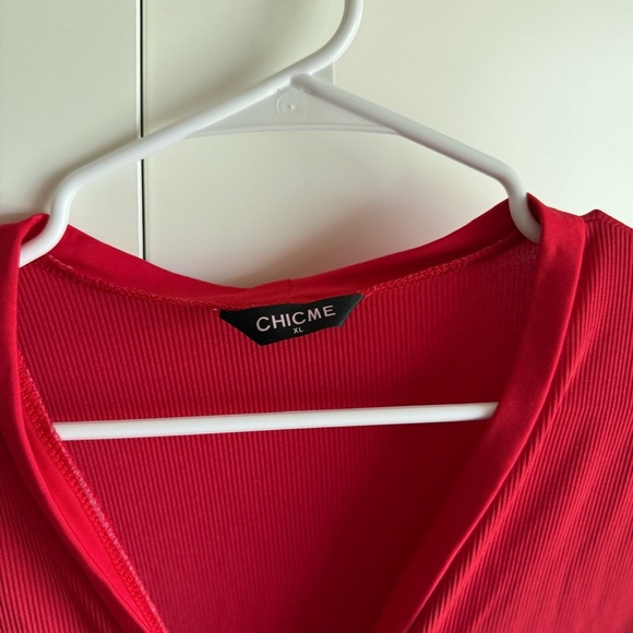 CHICME Red V-Neck Long Sleeve Fitness Jumpsuit with Open Back Size XL - Picture 7 of 9